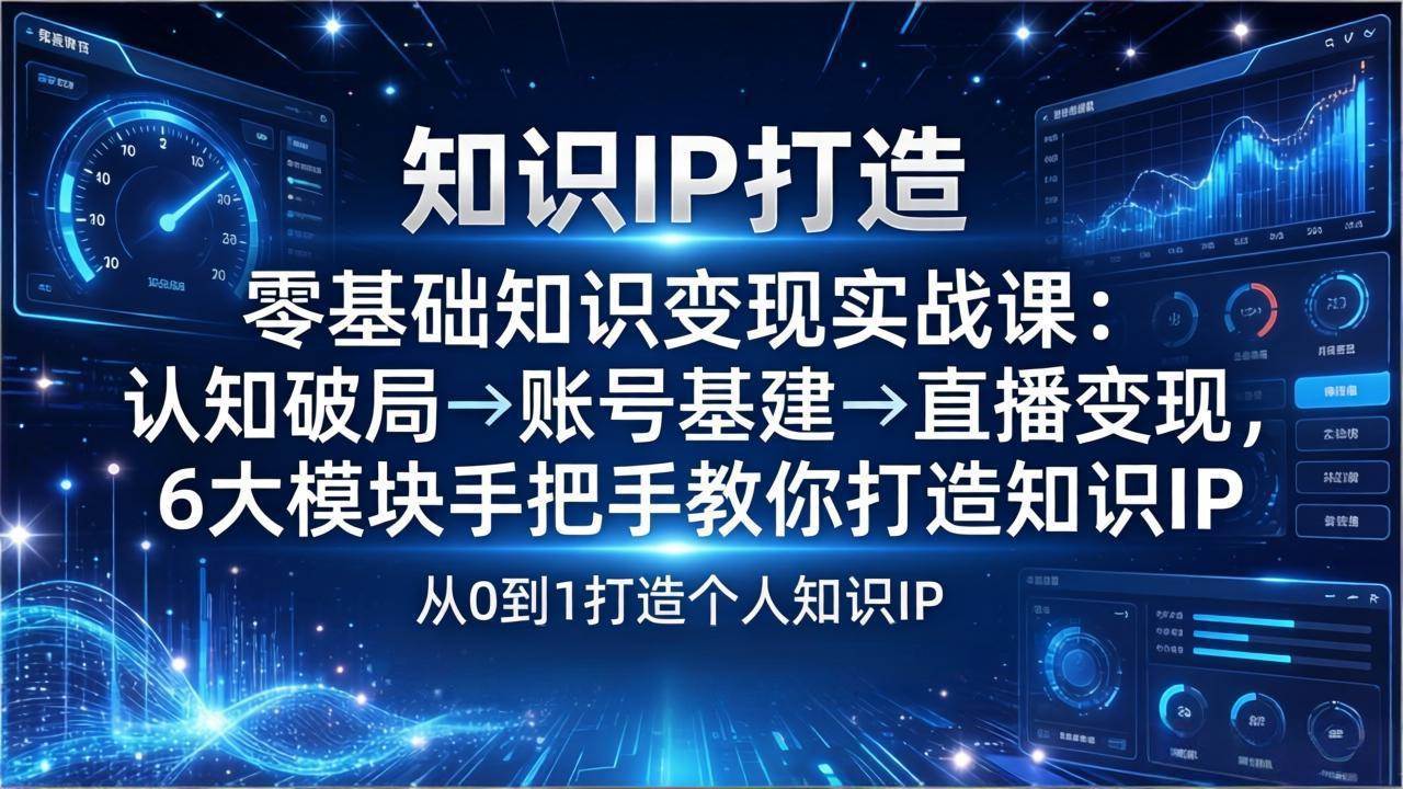 （17741期）零基础知识IP变现实战课：认知破局→账号基建→直播变现，6大模块手把手教你打造知识IP-难事易副业库