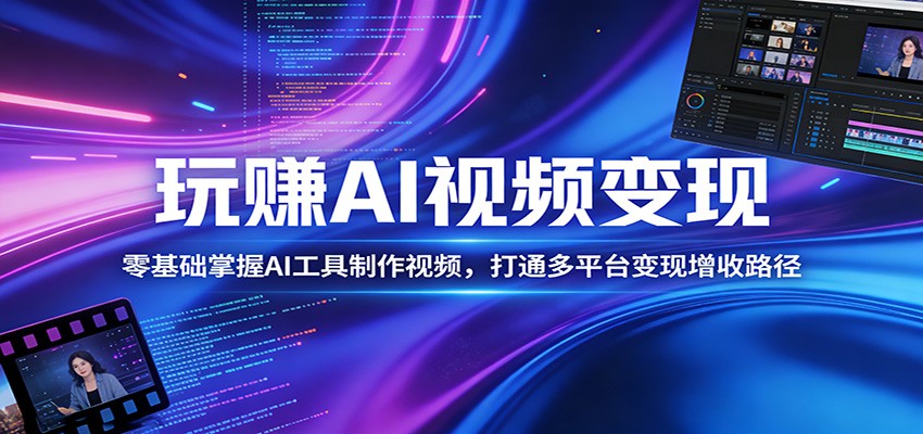 玩赚AI视频变现，零基础掌握AI具制作视频，打通多平台变现增收路径-难事易副业库
