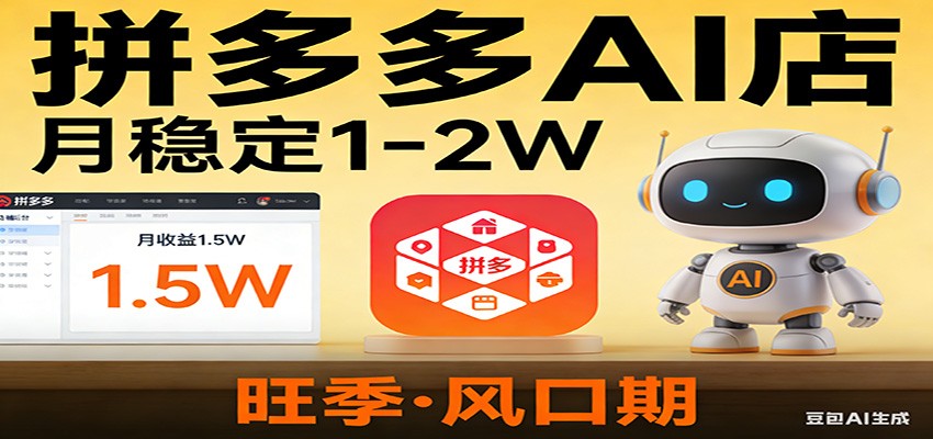 开一家拼多多AI店，月稳定1-2W，目前旺季，风口期！-难事易副业库
