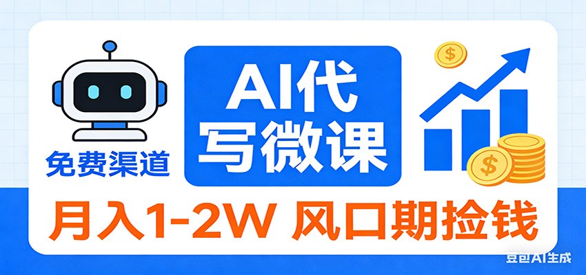 2026告别打工！AI 代写微课，提供免费渠道，月入 1-2W 风口期捡钱-难事易副业库