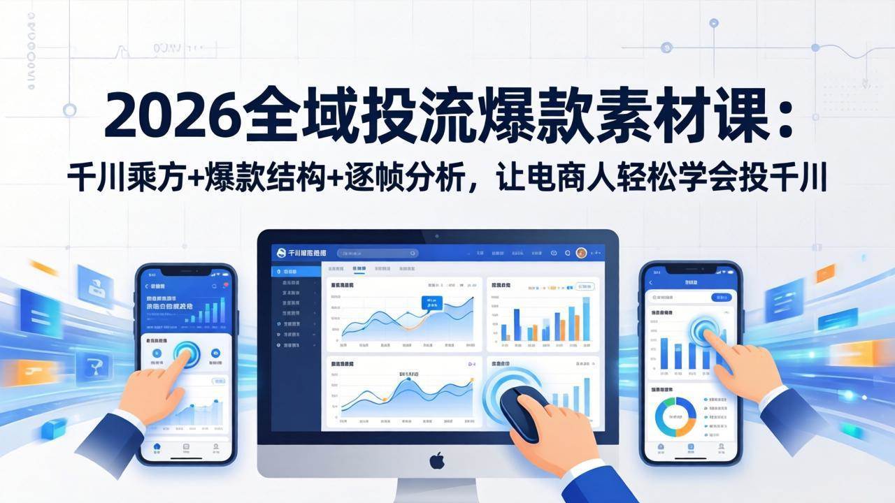（17705期）2026全域投流爆款素材课：千川乘方+爆款结构+逐帧分析，让电商人轻松学会投千川-难事易副业库