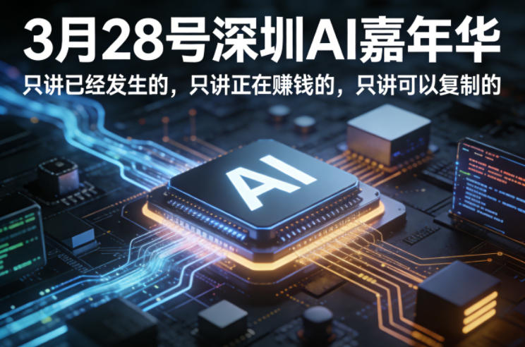 3月28号深圳AI嘉年华，只讲已经发生的，只讲正在賺钱的，只讲可以复制的-难事易副业库