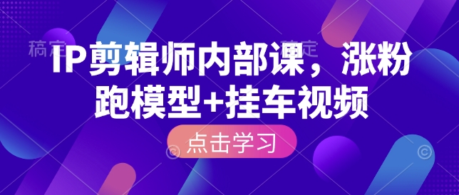 IP剪辑师内部课，涨粉跑模型+挂车视频（更新）-难事易副业库