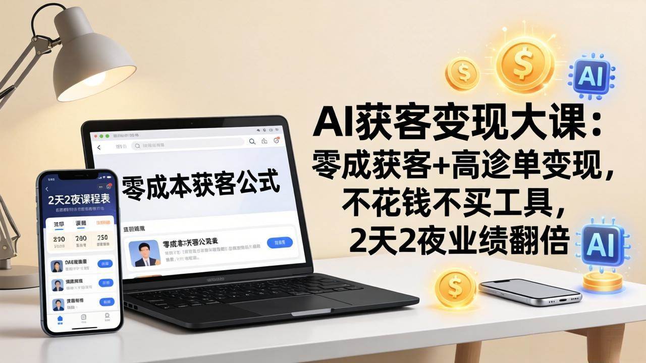 （17735期）AI获客变现大课：零成本获客+高客单变现，不花钱不买工具，2天2夜业绩翻倍-难事易副业库