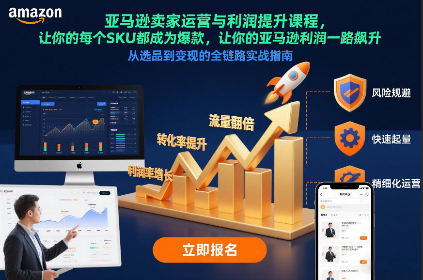 亚马逊卖家运营与利润提升课程，让你的每个SKU都成为爆款，让你的亚马逊利润一路飙升（更新26年3月）-难事易副业库