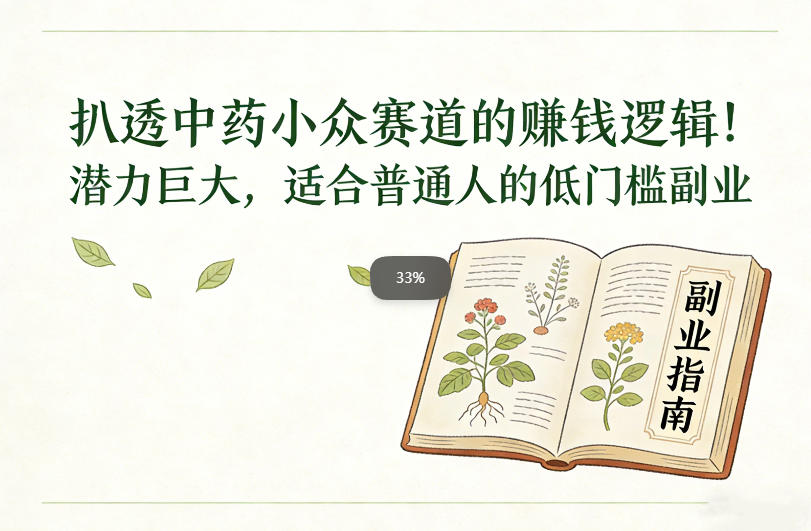 扒透中药小众赛道的賺米逻辑，潜力巨大，适合普通人的低门槛副业-难事易副业库
