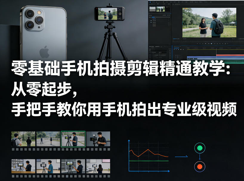零基础手机拍摄剪辑精通教学：从零起步，手把手教你用手机拍出专业级视频-难事易副业库