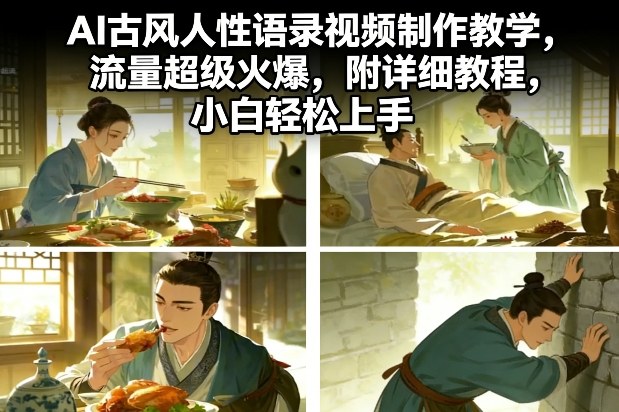 AI古风人性语录视频制作教学，流量超级火爆，附详细教程，小白轻松上手-难事易副业库