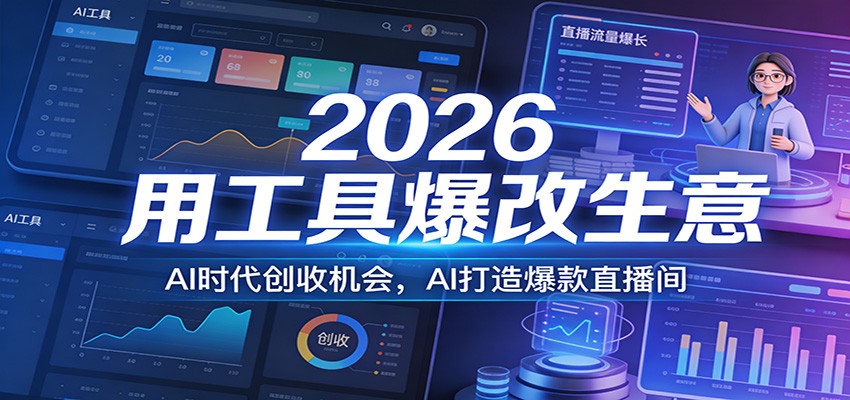 2026用工具爆改生意，AI时代创收机会，AI打造爆款直播间-难事易副业库