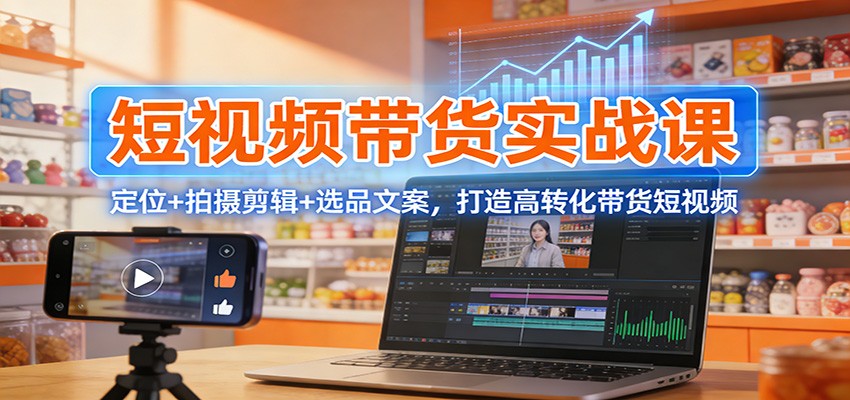 短视频带货实战课：定位+拍摄剪辑+选品文案，打造高转化带货短视频-难事易副业库
