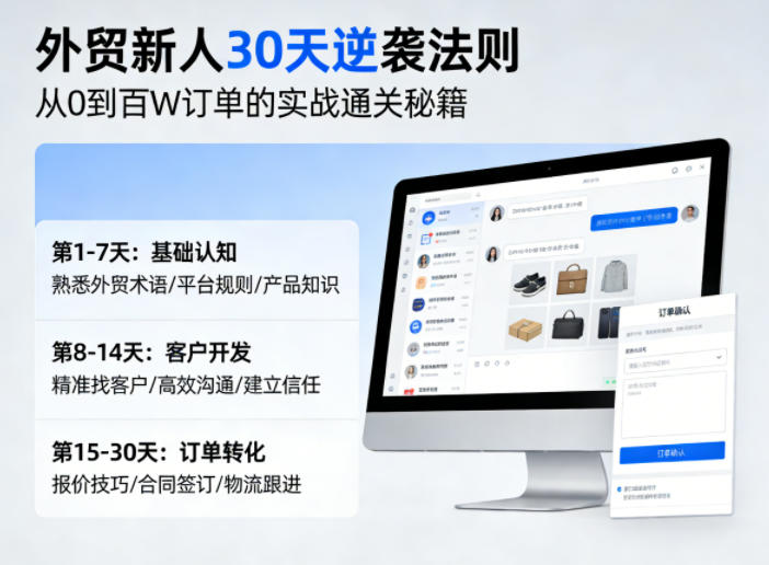 外贸新人30天逆袭法则，教你从0到百W订单的实战通关秘籍-难事易副业库