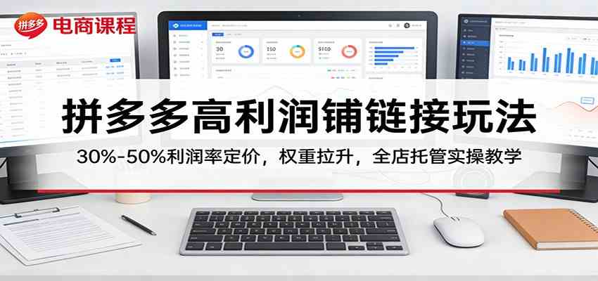 拼多多高利润铺链接玩法：30%–50%利润率定价，权重拉升，全店托管实操教学-难事易副业库