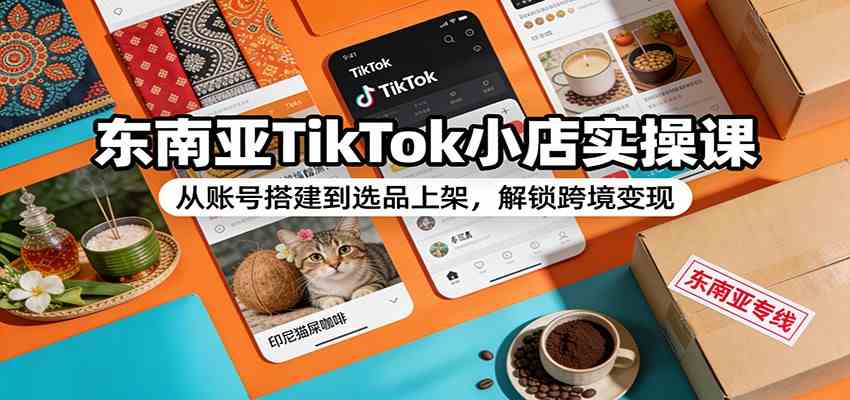 东南亚TikTok小店实操课：从账号搭建到选品上架，解锁跨境变现-难事易副业库
