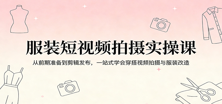 服装短视频拍摄实操课：从前期准备到剪辑发布，一站式学会穿搭视频拍摄与服装改造-难事易副业库