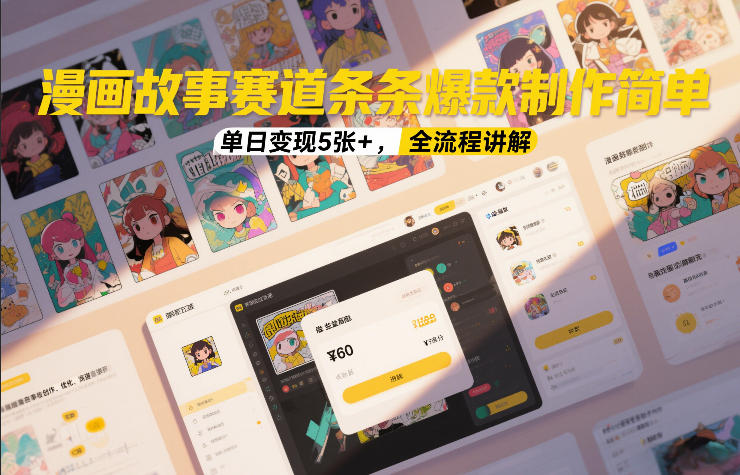 漫画故事赛道条条爆款制作简单，单日变现5张+，全流程讲解-难事易副业库