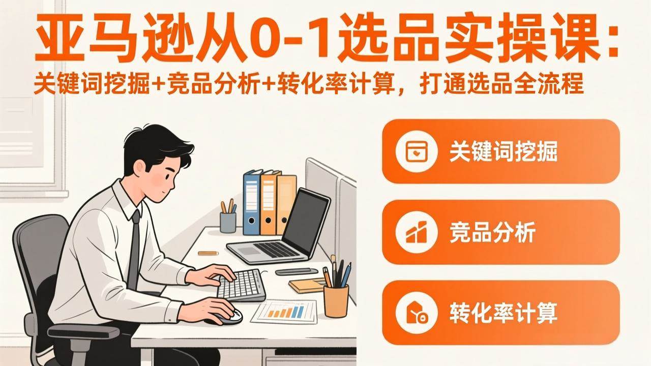 （17567期）亚马逊从0-1选品实操课(更新3月)：关键词挖掘+竞品分析+转化率计算，47节打通选品全流程-难事易副业库