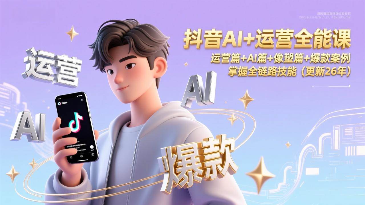 （17078期）抖音AI+运营全能课，运营篇+AI篇+像塑篇+爆款案例，掌握全链路技能（更新26年）-难事易副业库