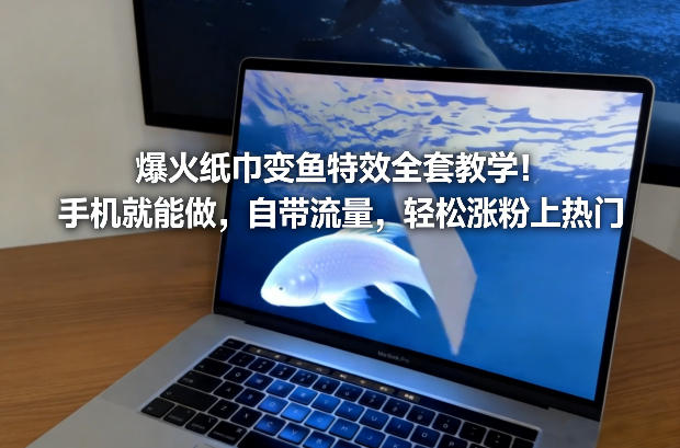 爆火纸巾变鱼特效全套教学！手机就能做，自带流量，轻松涨粉上热门-难事易副业库