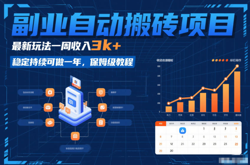 副业自动搬砖项目，最新玩法一周收入3k+，稳定持续可做一年，保姆级教程【揭秘】-难事易副业库
