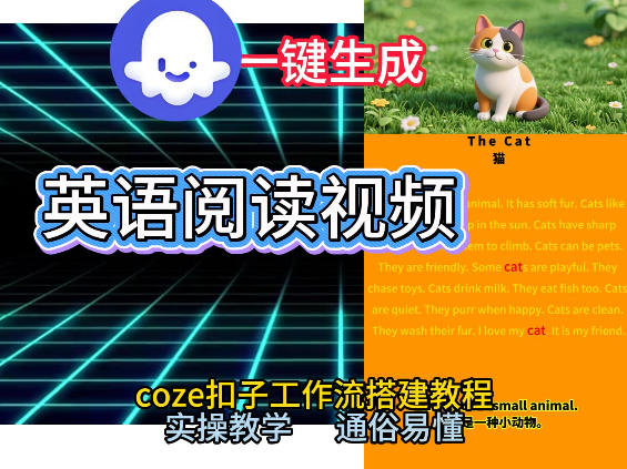 Coze工作流一键生成少儿英语阅读短视频，从0到1演示搭建过程，实操教学，小白也可以学会，搭建自己的AI智能体-难事易副业库