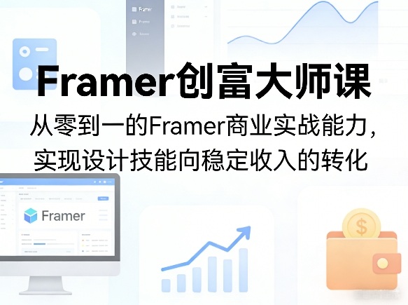 Framer创富大师课，从零到一的Framer商业实战能力，实现设计技能向稳定收入的转化-难事易副业库