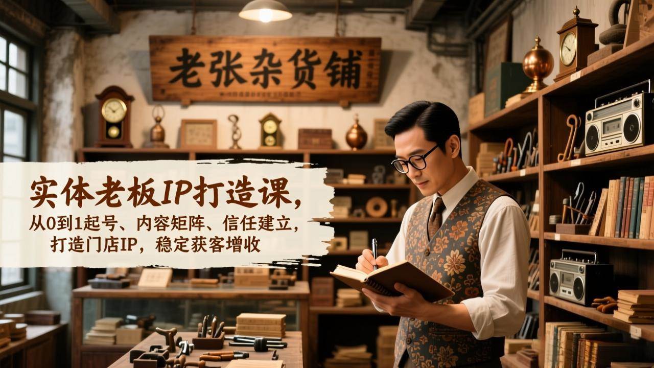 （17064期）实体老板IP打造课，从0到1起号、内容矩阵、信任建立，打造门店IP，稳定获客增收-难事易副业库