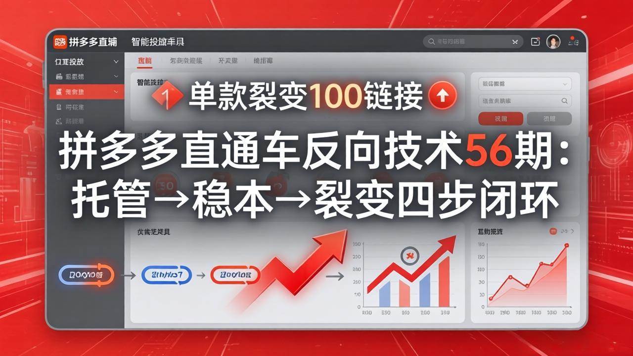 （17737期）拼多多直通车反向技术56期：托管→稳本→裂变四步闭环，单款裂变100链接抢占核心流量-难事易副业库